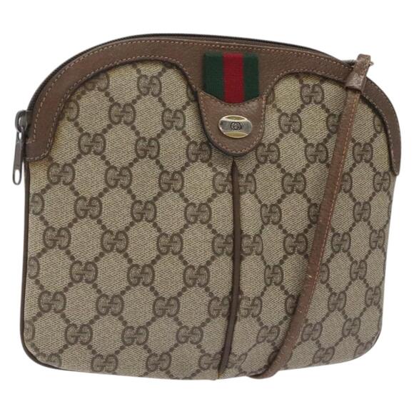 GUCCI GG Supreme Web Sherry Line Bag Pvc Beige Gold 904 02 047 - Picture 1 of 16